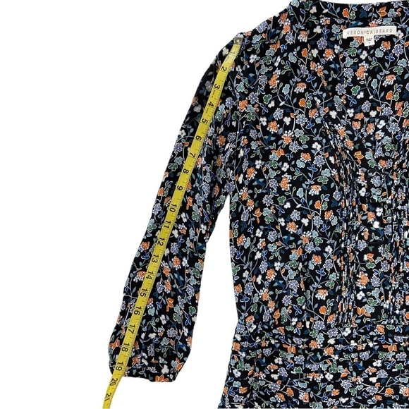 Veronica Beard August Boho Shirt Dress Floral Bird Print Pintuck 100% Silk SZ 2 - Picture 7 of 10